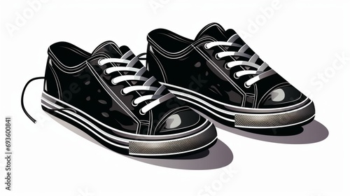 art image of a black colored sneakers on white background