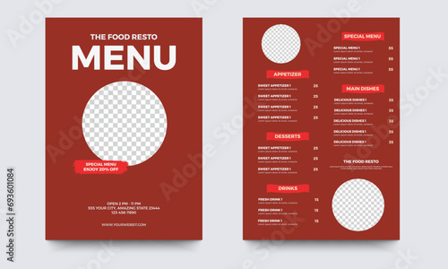 Fast Food menu design for Restaurant cafe. Food Flyer and restaurant menu design template