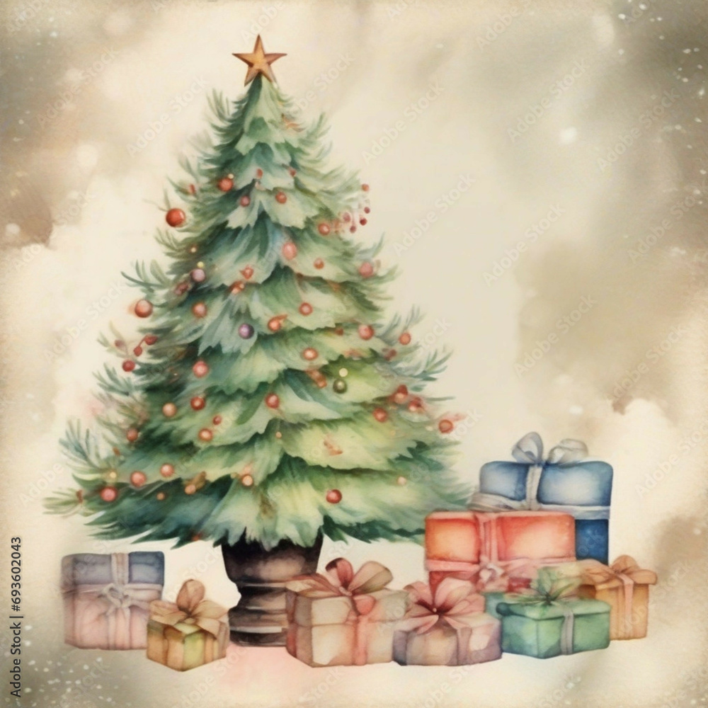 christmas tree with gifts, generative ai christmas tree with gifts, generative ai