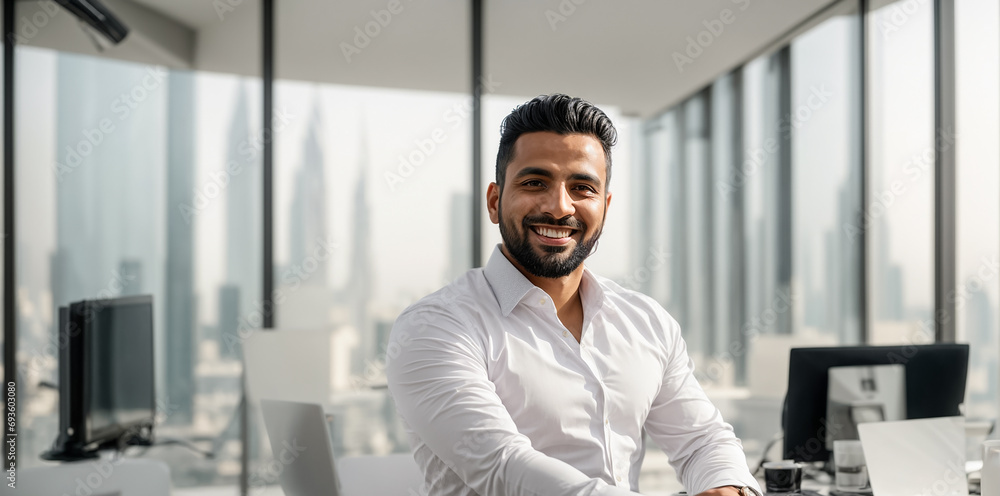 Fototapeta premium Successful Arab businessman portrait in office corporate