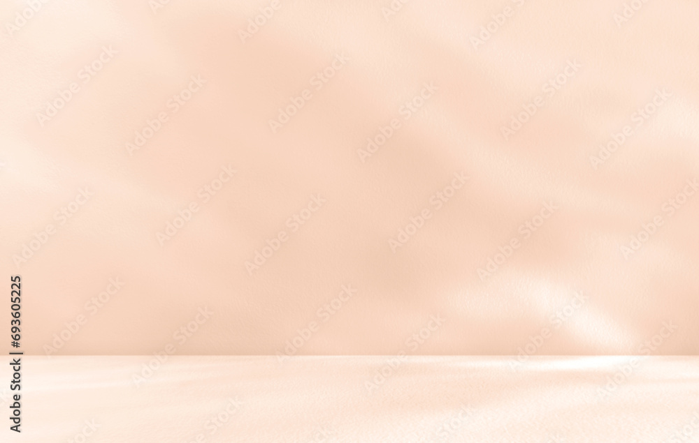 Empty Autumn beige cream room studio with shadow for product presentation. Cosmetic display room. Summer backdrop. Grunge rough background. Mockup design. Light and shadow overlay. Minimal interior. Empty Autumn beige cream room studio with shadow for product presentation. Cosmetic display room. Summer backdrop. Grunge rough background. Mockup design. Light and shadow overlay. Minimal interior.