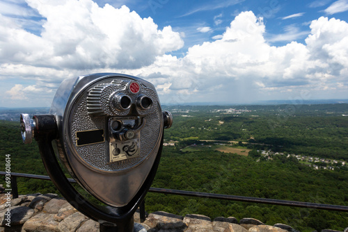 Coin operated viewfinder at Seven States viewpoint at Rock City, atop of iconic Lookout Mountain, Georgia. The city of Chattanooga Tennessee is nearby photo