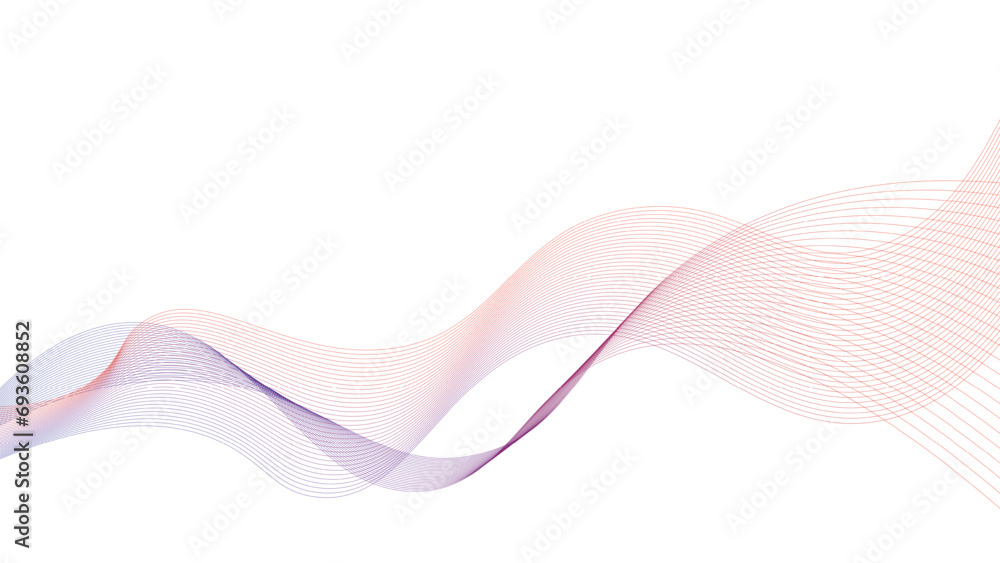  abstract smooth red and blue wave on white background