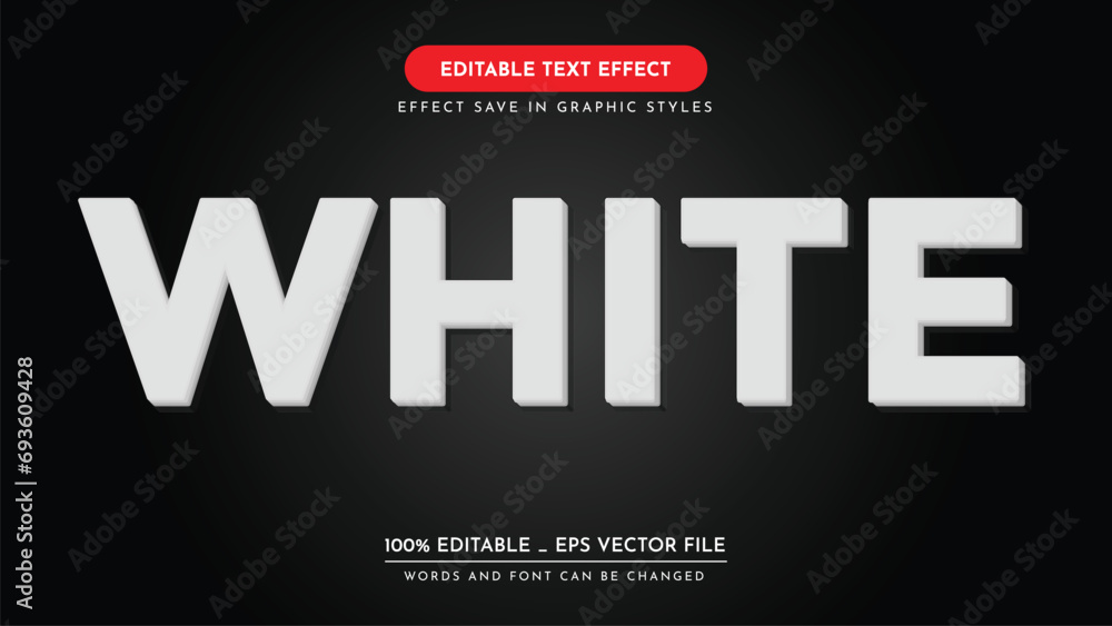 editable 3d text effect style. white text effect, vector illustration editable 3d text effect style. white text effect, vector illustration