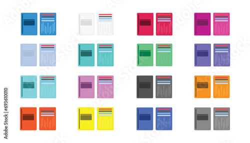 set of smart wallets in different colors isolated on white background photo