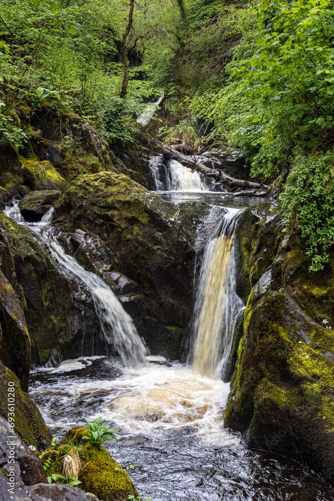 The first Pecca Falls Waterfall on the Ingleton Waterfalls Trail, North Yorkshire The first Pecca Falls Waterfall on the Ingleton Waterfalls Trail, North Yorkshire