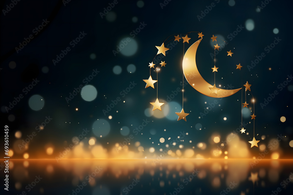 Fototapeta premium ramadan Kareem, Ramadan crescent moon, Eid Mubarak Islamic festival social media banner and Eid Mubarak Post Template, islam