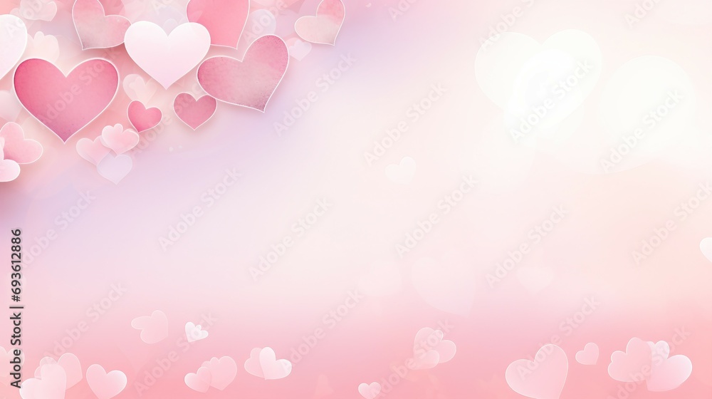 Soft Pink Hearts and Bokeh Valentine's Background