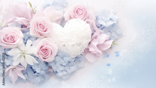 Elegant Floral Heart with Roses and Hydrangeas