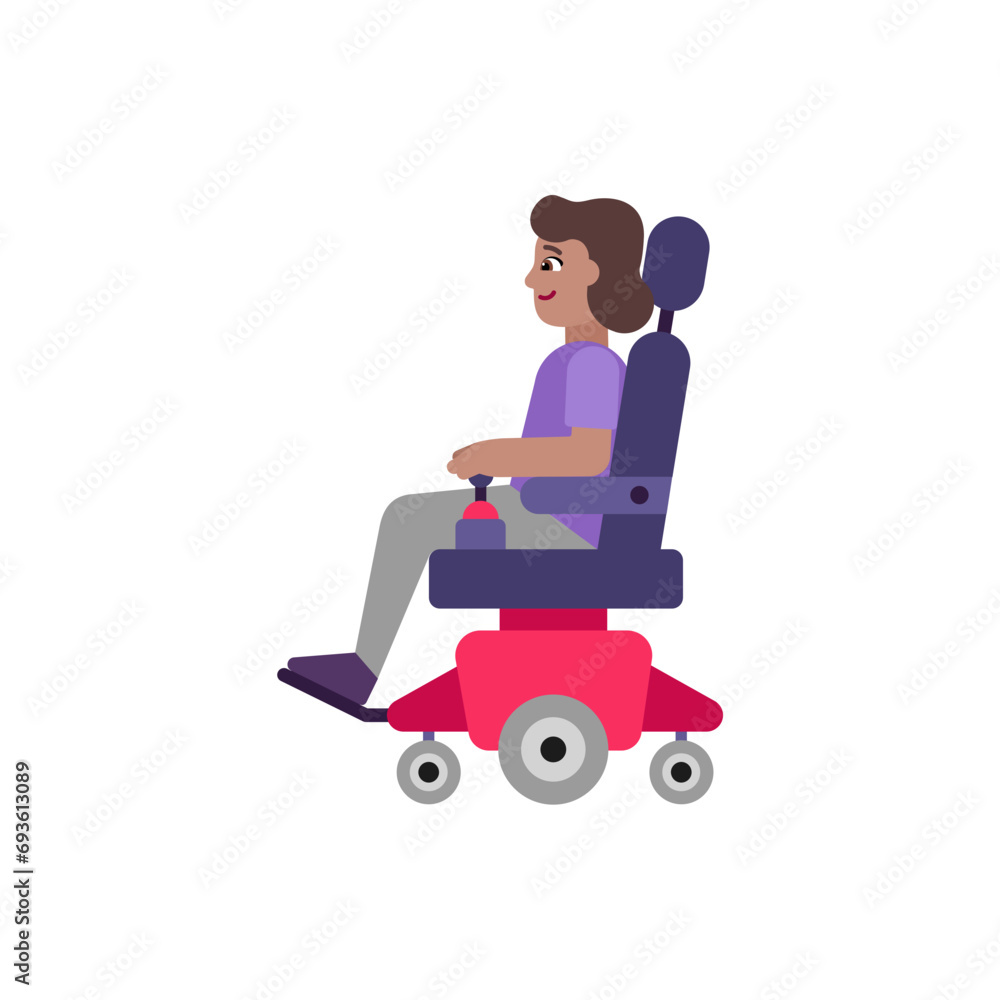 Woman in Motorized Wheelchair: Medium Skin Tone Woman in Motorized Wheelchair: Medium Skin Tone