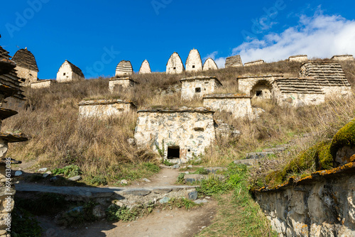 The view of the crypts in the City of the Dead in Dargavs, North Ossetia. North Caucasus region, Russia. photo