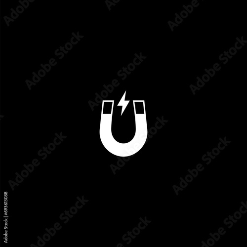 Horseshoe magnet icon isolated on dark background