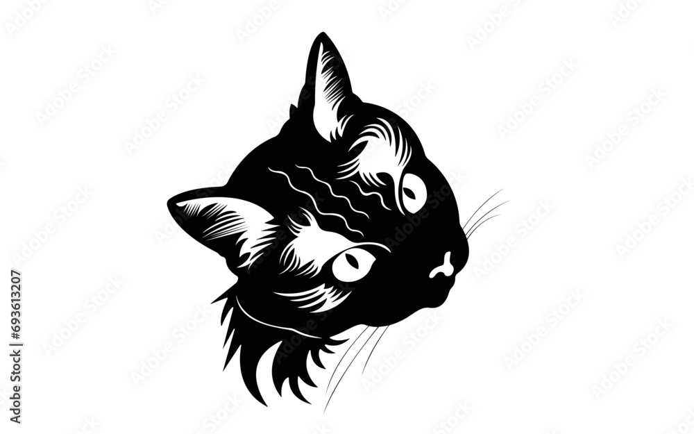 head of a cat, silhouette head of a cat, silhouette