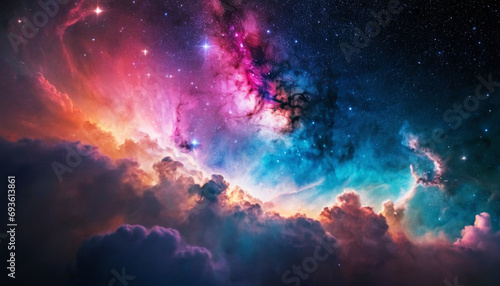 Colorful space galaxy and cloud nebula photo