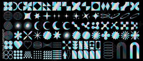Vector set of abstract geometric shapes. Trendy geometric brutalism forms. Vector illustration