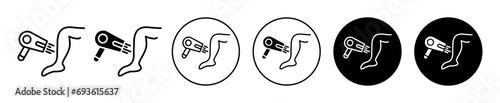 Laser hair removal icon. woman leg feet arm hair follicle removal treatment device symbol. laser hair removal cosmetic waxing of body skin for beauty vector set. ipl hair removal epilator sign