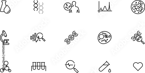 Biology icon set in thin line style , vector