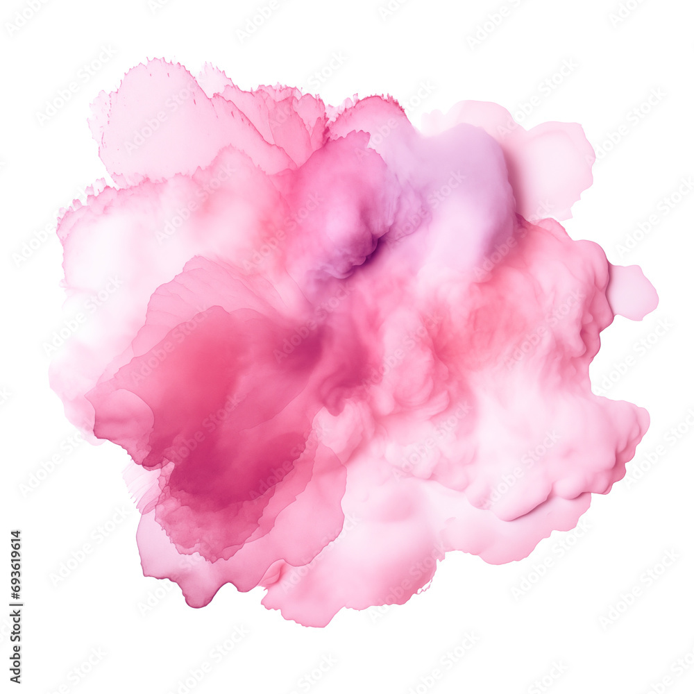 Realistic pink cloud isolated on white watercolor background. Baby nursery art with watercolor clouds. Cloudy sky birthday Invitation, Valentine’s Day card, girls room decoration by Vita