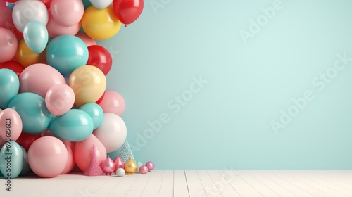 A festive balloon celebration mockup, featuring an array of colorful balloons arranged in a joyful and dynamic composition.