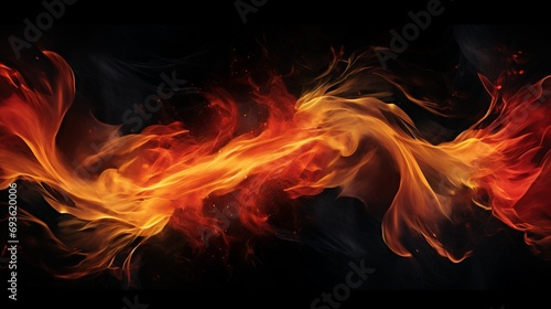 A fiery frame captured in high-definition  featuring a swirling mix of red  orange  and yellow flames against a solid black background  creating a visually stunning and dynamic composition.