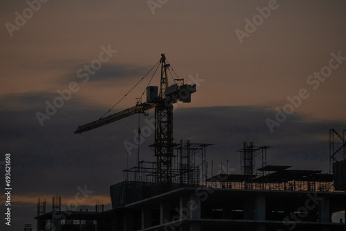 A small crane used for installation during construction.