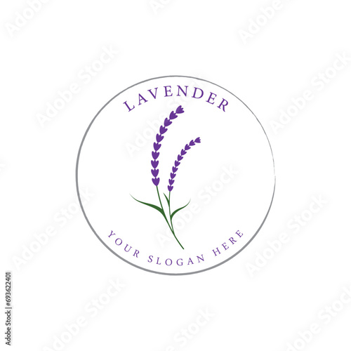 Blooming lavender organic flower logo template design. Logo for cosmetics, beauty, botany, perfume and decoration.