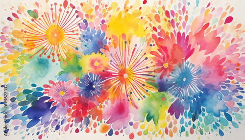 Celebrate with a vibrant and energetic watercolor background using bold, primary colors This lively combination is perfect for festive occasions and adds a sense of joy to any project