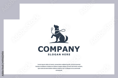 dog on a leash logo design inspiration