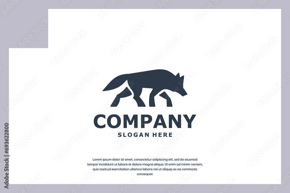 Obraz premium wolf walks alone logo design