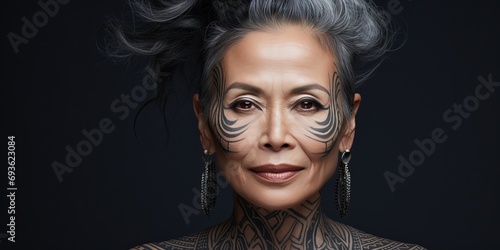 Wallpaper Mural Tattooed Wisdom: Maori Lady's Proud and Healthy Skin Torontodigital.ca