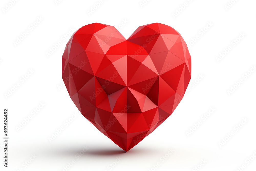 Radiant red heart on a pristine white canvas, a symbol of love and warmth. Radiant red heart on a pristine white canvas, a symbol of love and warmth.