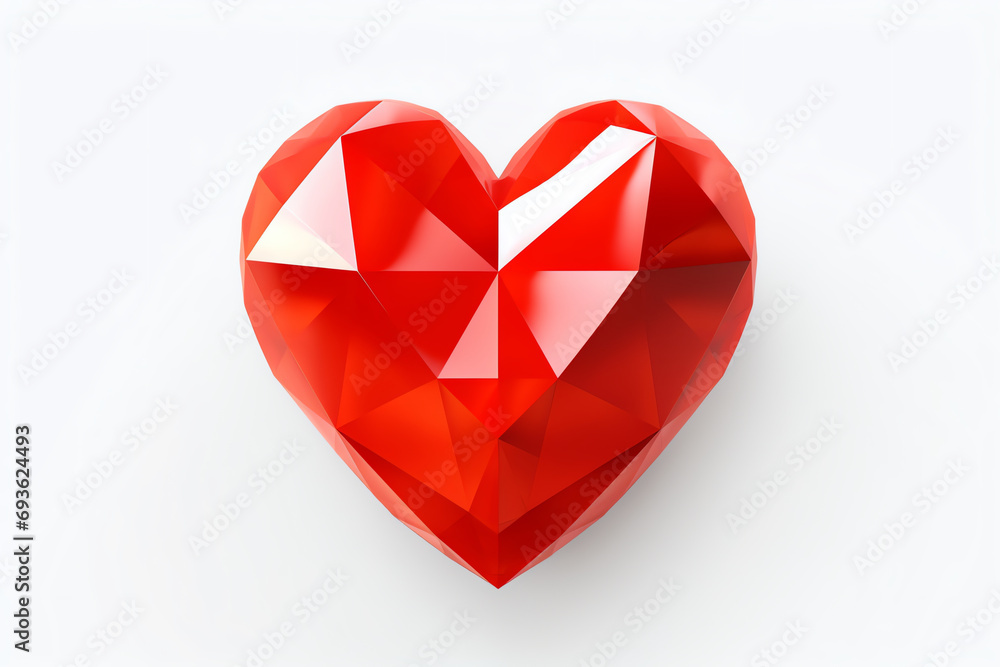 Radiant red heart on a pristine white canvas, a symbol of love and warmth. Radiant red heart on a pristine white canvas, a symbol of love and warmth.