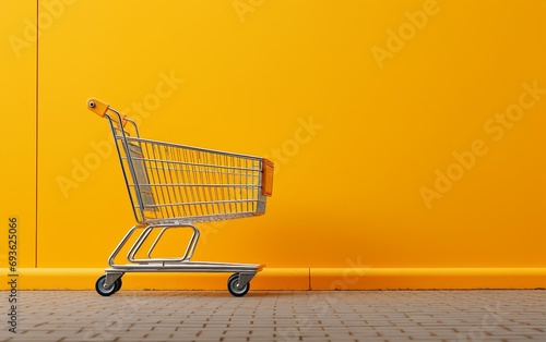 Trolley Cart Wall Yellow Background
