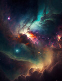 Abstract Universe Creation, Colorful Cosmos, Star Dust, Aurora, Stars and infinity