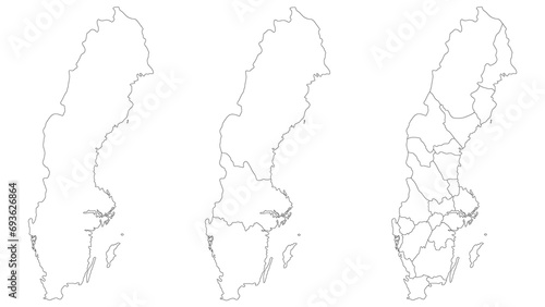Photography Sweden map. Map of Sweden in set