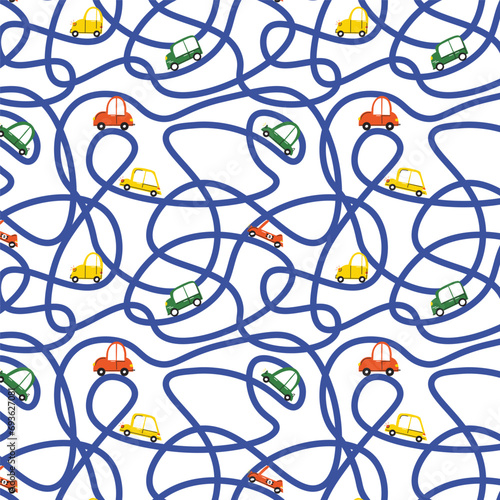 hand draw car pattern, transtort pattern, seamless, kids illustration, cartoon car, transport