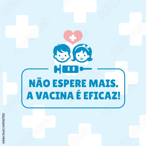 Banner campanha de vacinação. Importância imunização. Brasil, Português. Prevenção, seringa, vacinação vacinacao, gripe, virus