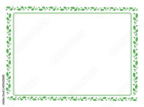 Floral frame on white background with space for your text, border frame label simple line corner design art decor, frame with leaves, Elegant frame element for design 