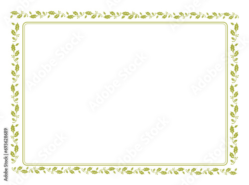 Floral frame on white background with space for your text, border frame label simple line corner design art decor, frame with leaves, Elegant frame element for design 