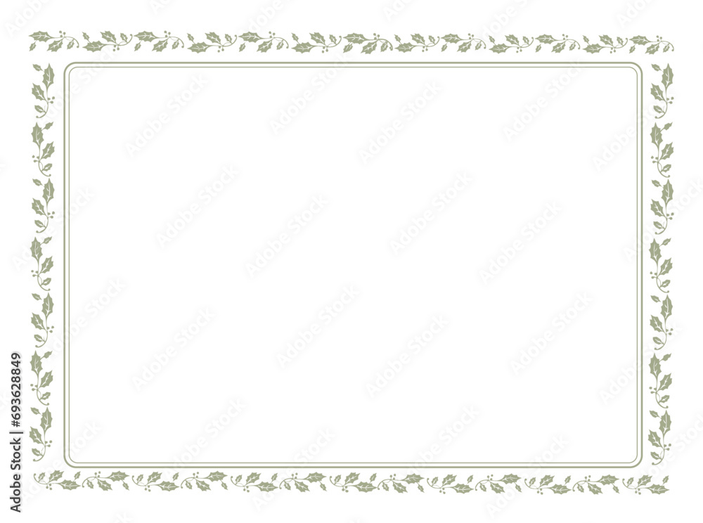 Floral frame on white background with space for your text, border frame label simple line corner design art decor, frame with leaves, Elegant frame element for design 