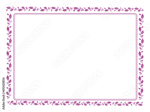 Floral frame on white background with space for your text, border frame label simple line corner design art decor, frame with leaves, Elegant frame element for design 
