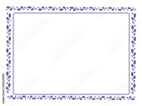 Floral frame on white background with space for your text, border frame label simple line corner design art decor, frame with leaves, Elegant frame element for design 