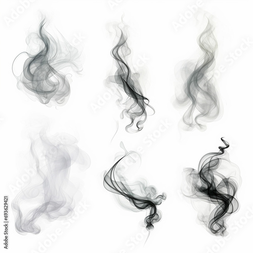 realistic vector smoke set on white background