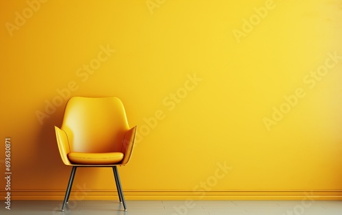 Chair Yellow Background Wall