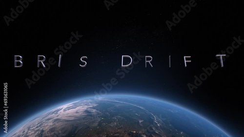 Debris drifters 3D title animation on the planet Earth background photo