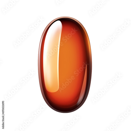 Brown orange gel pill medicine isolated on transparent background