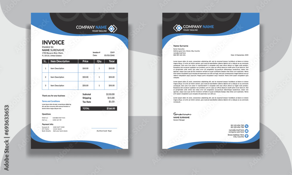 Corporate modern professional clean business invoice and letterhead ...