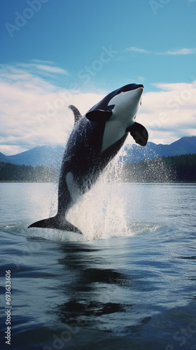 orca whales jumping out of the water © alex