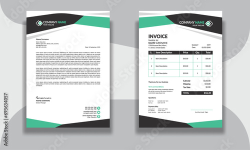 Corporate modern professional clean business invoice and letterhead design template with yellow blue green and red color creative modern letter head design template for your project letterhead.