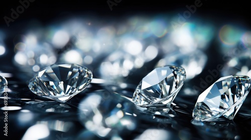 Jewelry diamonds on a blue background
